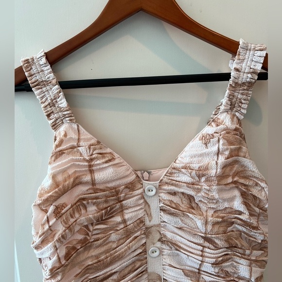 Ted Baker London Rrosiee Palm Tree Ruched Front Sleeveless Ruffle Hem Mini Dress - Picture 4 of 16